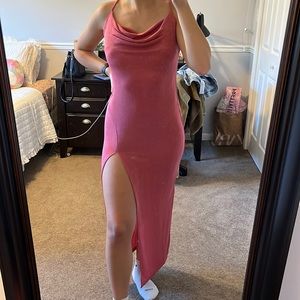 Rose colored slit dress. Size medium. American Threads